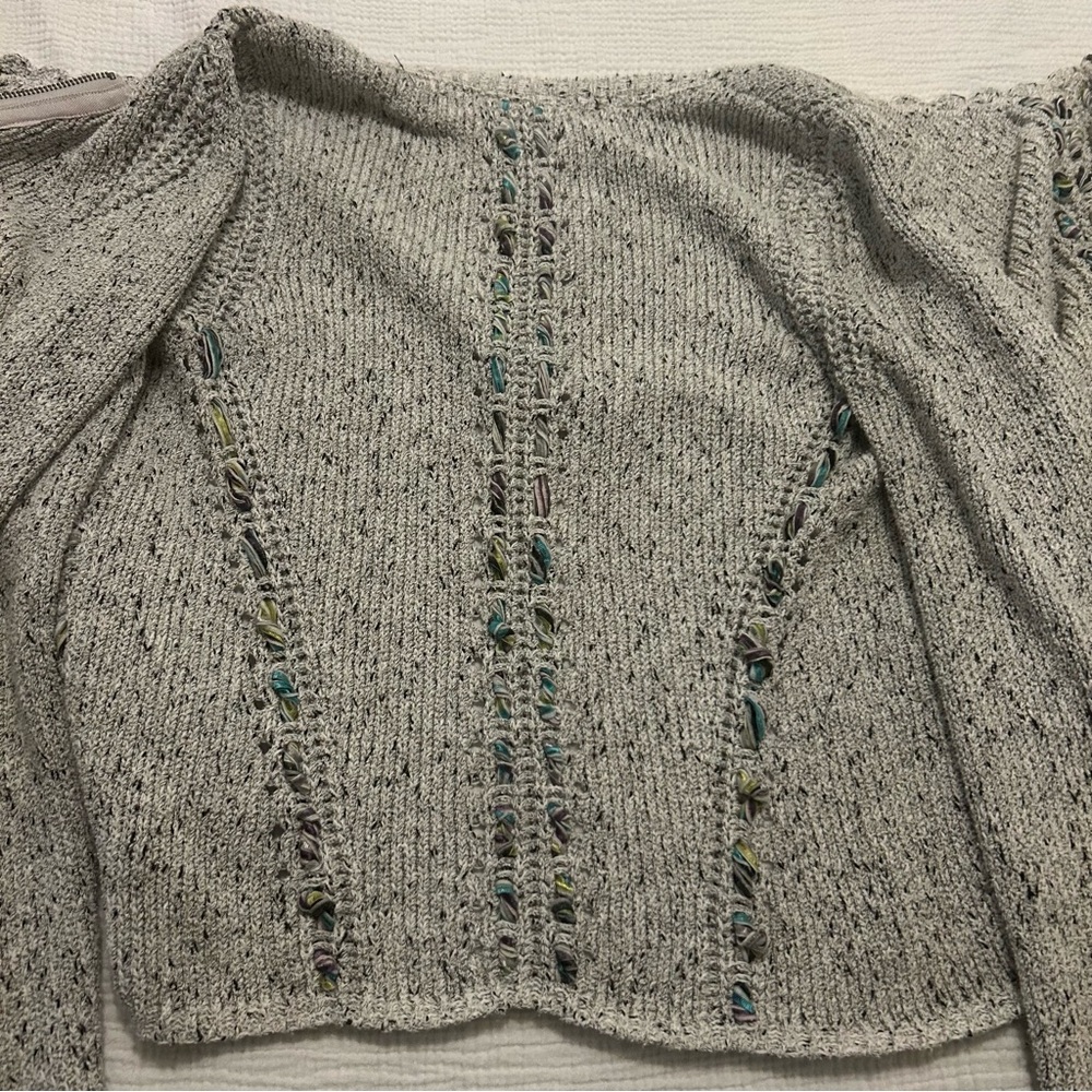 Anthropologie Knitted & Knotted Textured Zip Front Long Sleeve Sweater S Small - Picture 11 of 12